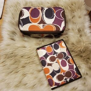 Coach Purple and Orange Cosmetic Bag Set